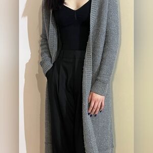 Aritzia Talula Grey Knitted Wool Long Cardigan/Coat - Size S